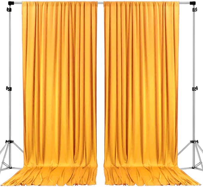AK TRADING CO. 10 feet x 10 feet Black Polyester Backdrop Drapes Curtains Panels with Rod Pockets - Wedding Ceremony Party Home Window Decorations