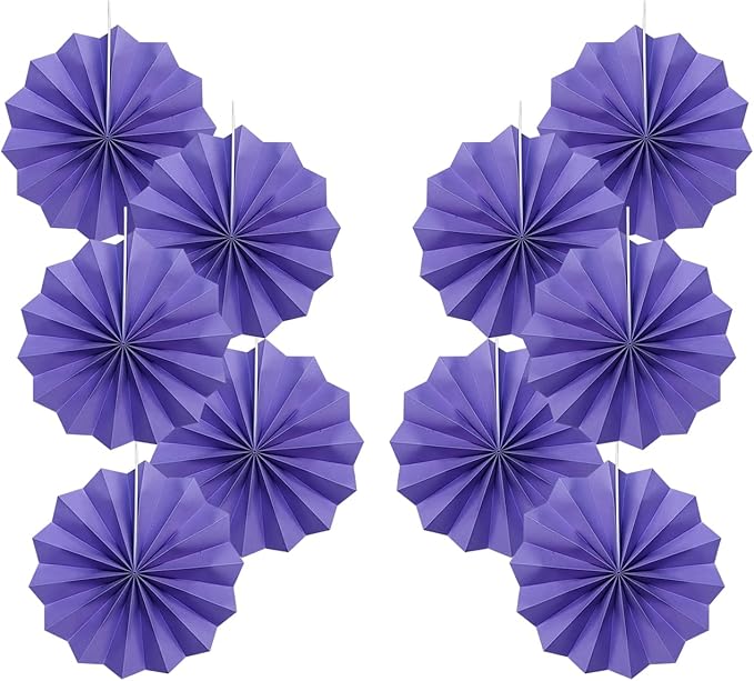 Purple Party Decorations,Purple Bridal Shower Decorations,Halloween Decor Events Accessories,Retirement Decorations Paper Fans Bulk 8in,Anniversary Decorations for Party 30 Color DIY Set(Purple)