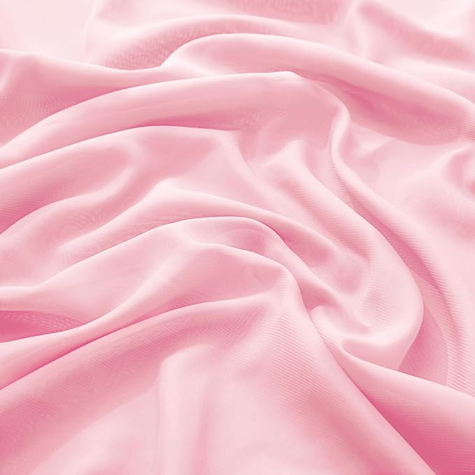 VACVELT Wedding Arch Draping Fabric Blush Pink Chiffon, 1 Panel Sheer Drapes 30 Inch x 20ft Chiffon Backdrop Curtain Decor, Outdoor Sheer Drapery for Ceremony Party Ceiling
