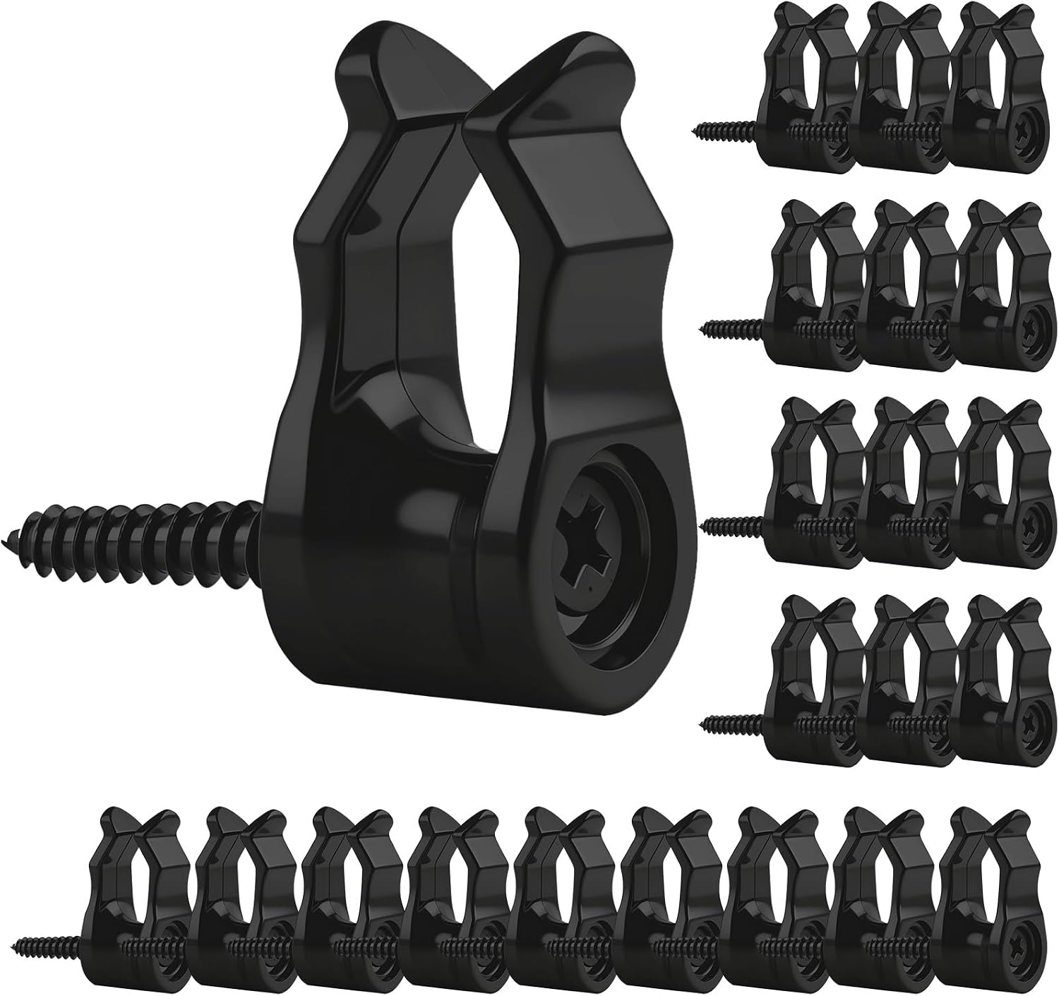 50 Pack String Light Clips, Screw in Hooks for Outdoor String Lights,Weatherproof Cable Clips for Christmas Fairy Lights, Rope Light, Patio Holiday Decor & Cable Management-Black
