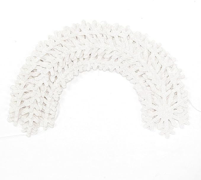 Snowflake-Snow White Christmas Party-Decoration Garland - 52ft Frozen Winter Wonderland Ornaments Hanging Paper Streamers,New Years Birthday Baby Shower Wedding Holiday Classroom Ceiling Decor Hugfond