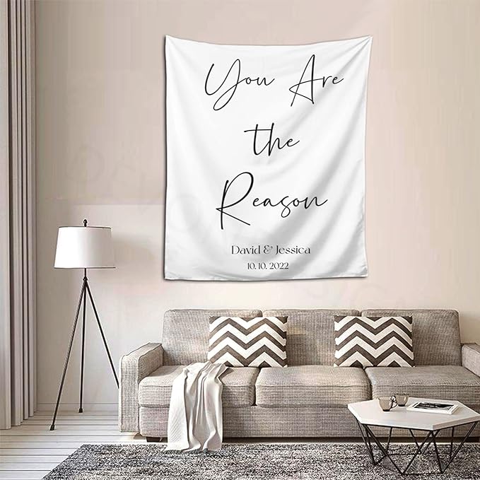 Custom Tapestry with Names and Date, Rustic Backdrop for Ceremony, Reception Arch, Wedding Decorations