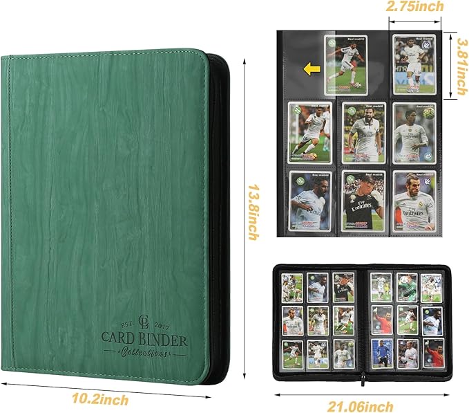 9 Pocket Card Binder, Premium Zip Trading Card Binder, 540 Double Sided Pocket PU Collection Binder, Collector Album, Card Folder for MTG, TCG, Sports Cards
