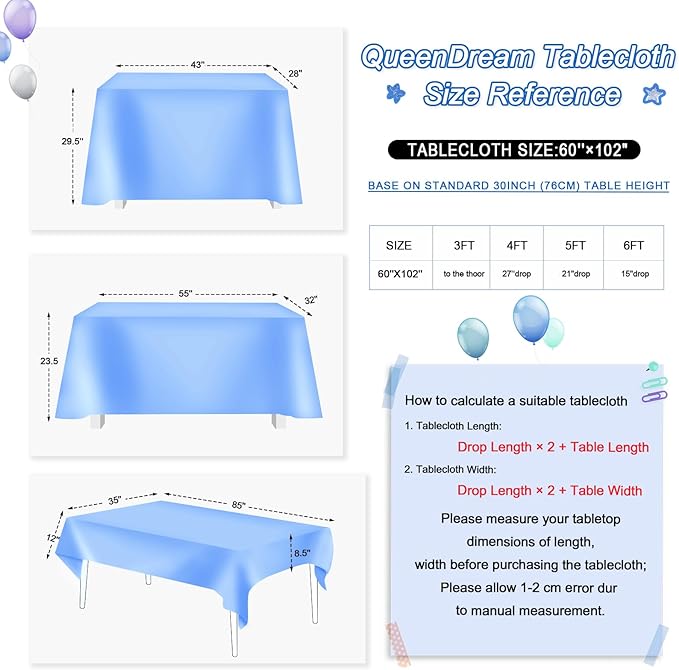 QueenDream Sequin Tablecloth Royal Blue Party Decorations: 60x102 Inch Glitter Table Cloth for Wedding Graduations Anniversaries Banquets
