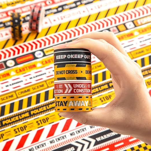 30 Rolls Warning line Theme Washi Tape Set, Writable Decorative Tapes for Scrapbooking, Bible Journaling, Bullet Journaling, 0.6"x79" per Roll