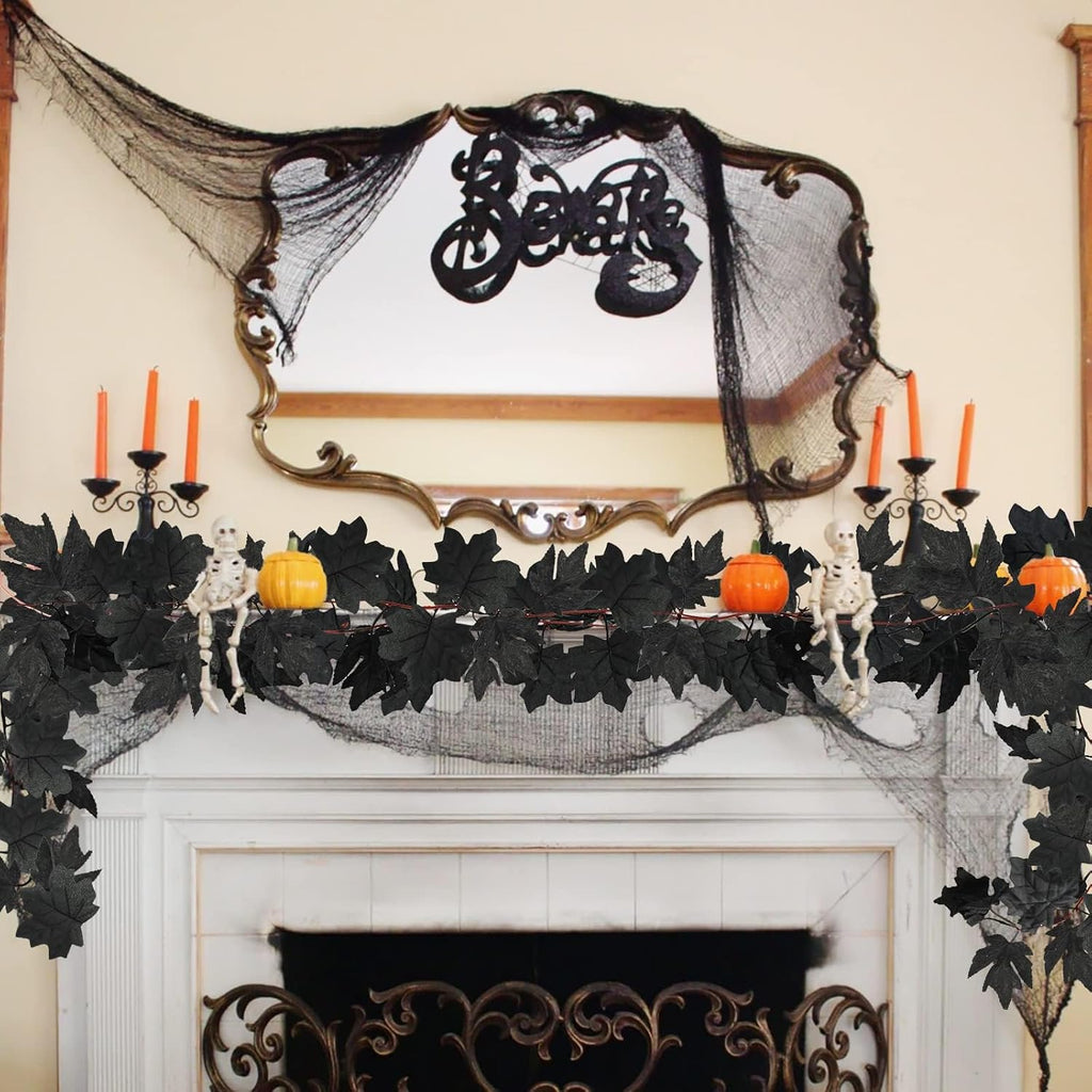 obbsie 8 pack 7.8ft black maple leaf garland, side view