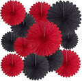 20 Pcs Black Red Hanging Paper Fan, Hanging Honeycomb Round Paper Fans for Weddings, Birthdays, Christmas, Baby Showers, Classroom, Events Ceiling Party Supplies Decorations