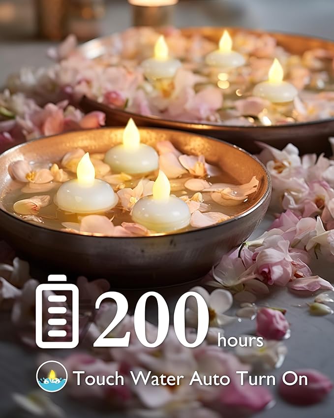 Homemory 36 Pack Flameless Floating Candles, Warm White Led Flickering Tealight Candles in Bulk, Decor for Wedding, Party, Centerpiece, Pool, Christmas