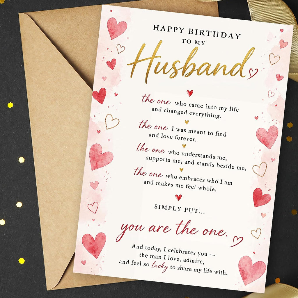 Husband Birthday Card, Happy Birthday Card from Wife, Romantic Birthday Decorations GIft Idea for Men him Husband