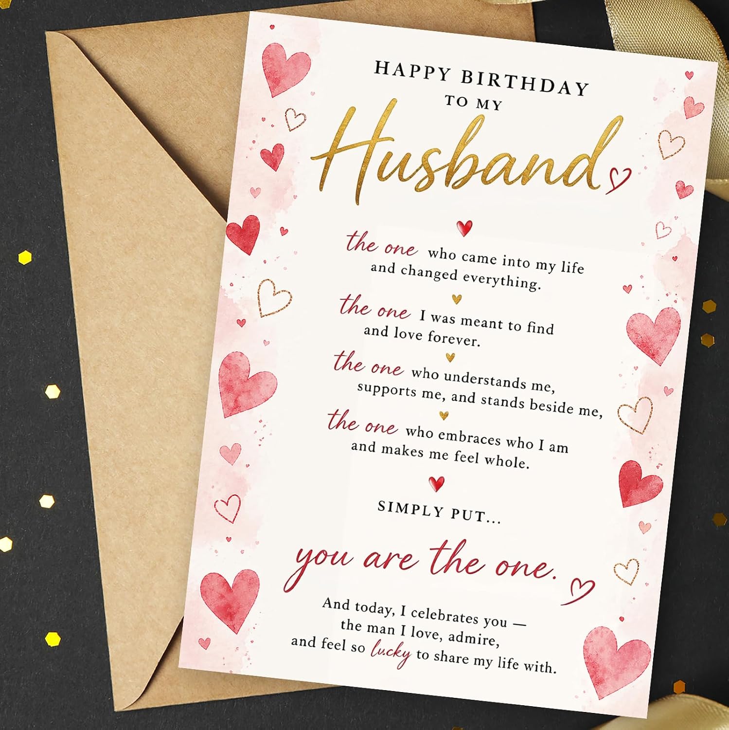 Husband Birthday Card, Happy Birthday Card from Wife, Romantic Birthday Decorations GIft Idea for Men him Husband