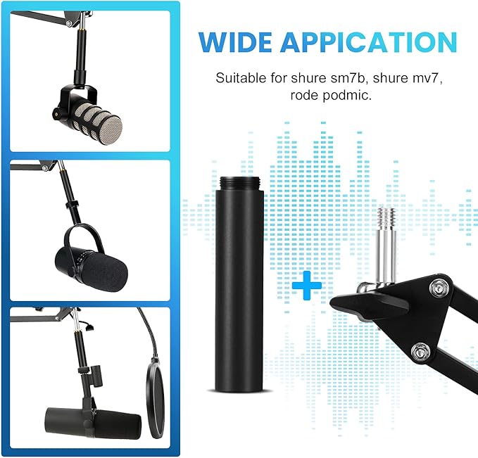 YOUSHARES Mic Stand Extension, 5/8" Female to 5/8" Male Microphone Extension Tube for Desk Stands(3.15 in)