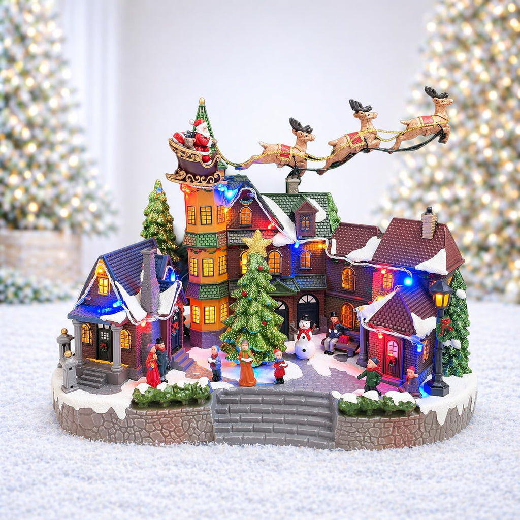 moments in time christmas village centerpiece decor santa, main product view
