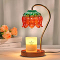 Funistree Flower Candle Warmer Lamp with Timer, Dimmable Candle Lamp Warmer, Christmas Birthday Gifts for Women Mom Her, Housewarming Home Decor, Lotus Wax Warmer for Yankee Candles - Strawberry