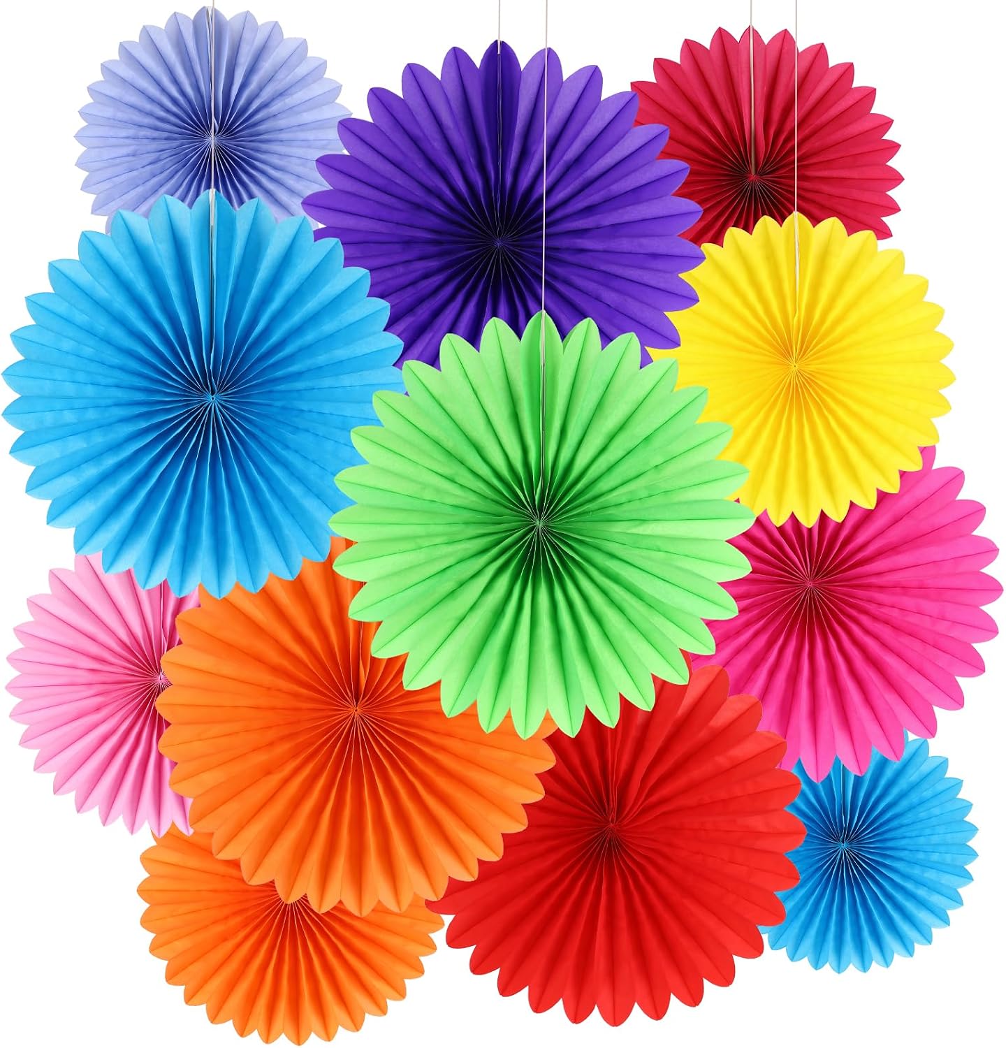 BestoFun 12PCS Paper Fans Mexican Party Decorations Tissue Paper Flowers Decorations Paper Fans Party Decorations for Girl Groovy Birthday Baby Shower Wedding Bachelorette Room Wall Hanging Décor