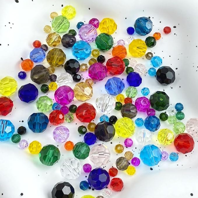 400 PCS 4mm Crystal Glass Beads Round Multiple Faceted Loose Spacer Glass Beads for DIY Handcrafte Bracelet Necklace Earring Jewelry Making(Transparent)