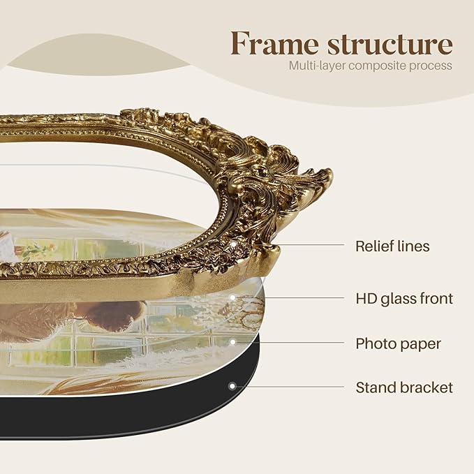Cuspin Vintage 4x6 Picture Frame, Gold Ornate Resin Frames with Plexiglass Front for Tabletop and Wall Mounting, Antique Arched Photo Frame for Home Office Decor