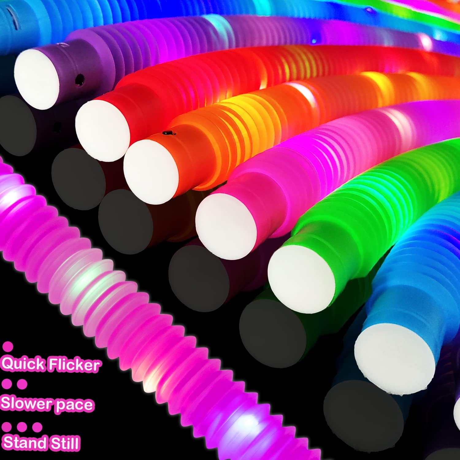 Glow Sticks Camping Essentials for Toddlers-6-96 PCS,Light Up Pop Tube Wand Toys Gifts for Kids,LED Bracelet Necklace Party Accessories for Halloween,Fun Outdoor Games Activities Stuff for Boys Girls