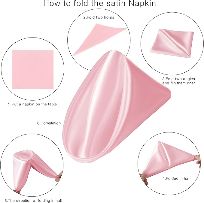 36 Pack Square Satin Dinner Napkins, 16x16 Inches Silky Soft Smooth Table Cloth Napkins for Restaurant Weddings Banquet Party Decoration, Pink