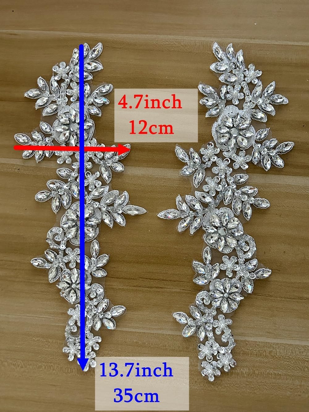 1 Pair Rhinestones Lace Applique Accessories Handsewing Glass Beads Stones Tr...