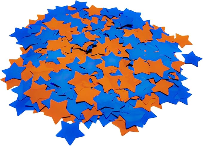 Blue and Orange Foil Confetti, Stars Foil Glitter Table Confetti, Sparkling for Birthday Wedding Party Decoration (1.5 cm, 1.76 OZ)