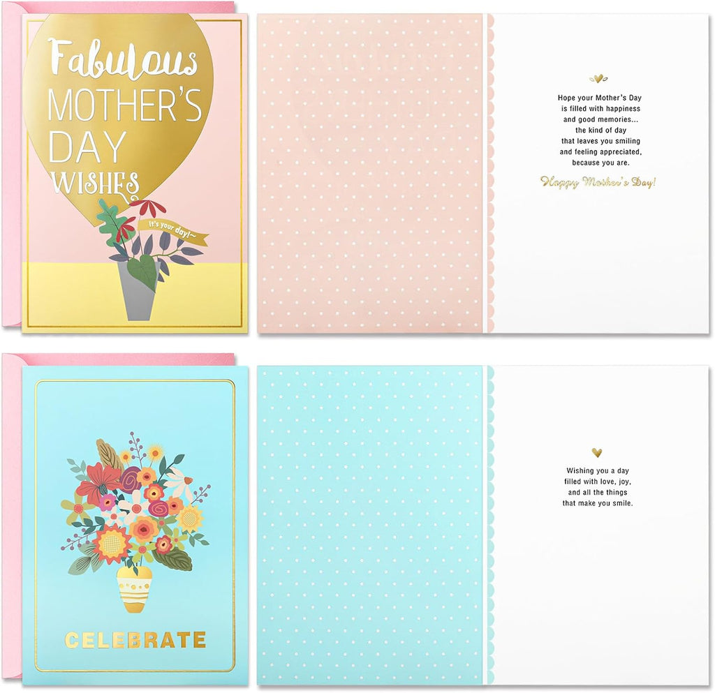 EACYART Mothers Day Cards Assortment, 20 Pack Mother’s Day Cards Boxed with Envelopes & Stickers, Bulk Cute Gold Foil Card for Mom, Mothers Day Gifts