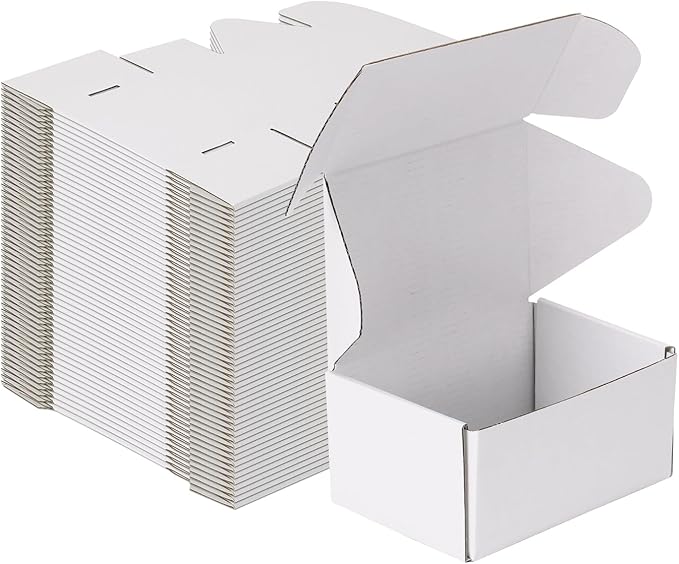 MEBRUDY 6x4x3 Inches Shipping Boxes Pack of 50, Small Corrugated Cardboard Box for Mailing Mailer Packing, White
