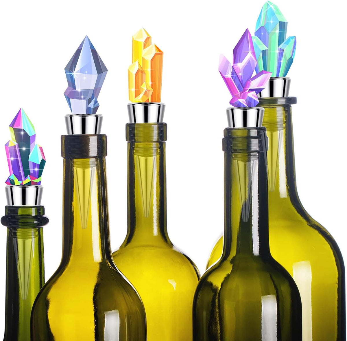 Honeydak 12 Pieces Stainless Steel Wine Bottle Stoppers Reusable Corks