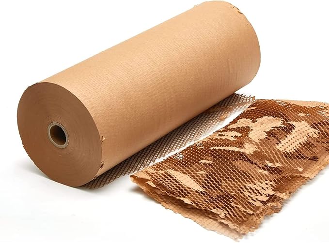 Honeycomb Packing Paper 20" x 1500' Recyclable Cushion Packing Paper Expanding Honeycomb Packing Paper Wrap Roll Eco Friendly for Moving Shipping Gift Packaging Breakables-Brown