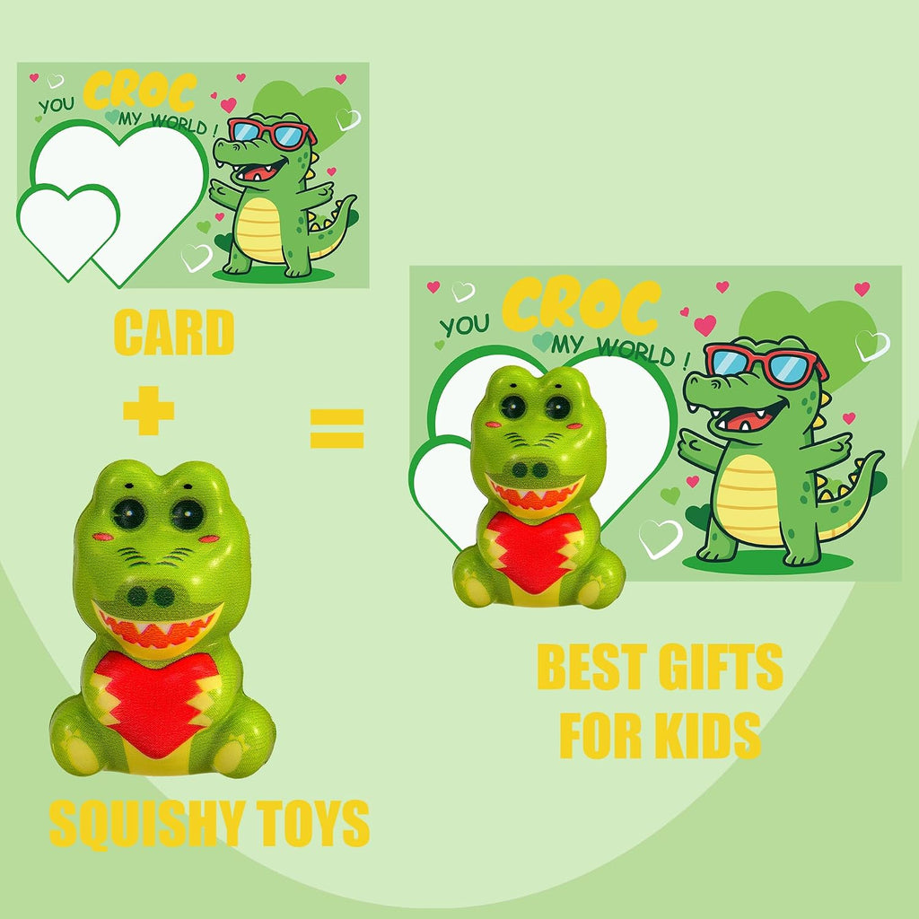 24Pcs Valentines Day Gifts for Kids, Animal Heart Squishy Toys With Cards for Galentines School Gift Exchange, Classroom Prizes, Bag Stuffers, Party Favors