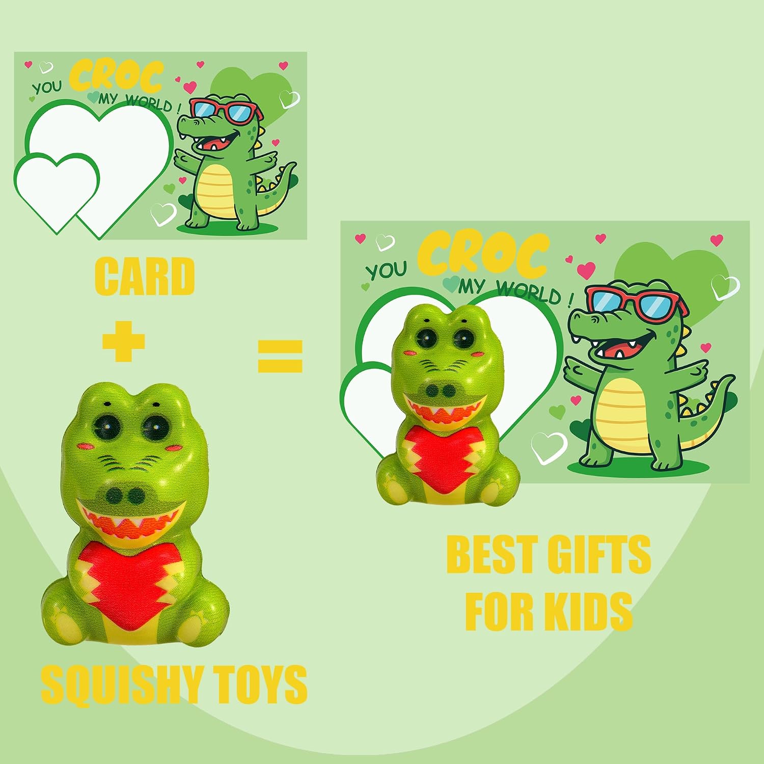 24Pcs Valentines Day Gifts for Kids, Animal Heart Squishy Toys With Cards for Galentines School Gift Exchange, Classroom Prizes, Bag Stuffers, Party Favors