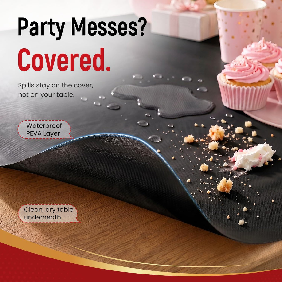 Plastic Table Cover, 300 Ft X 54 In Disposable Table Cloth Rectangle Table
