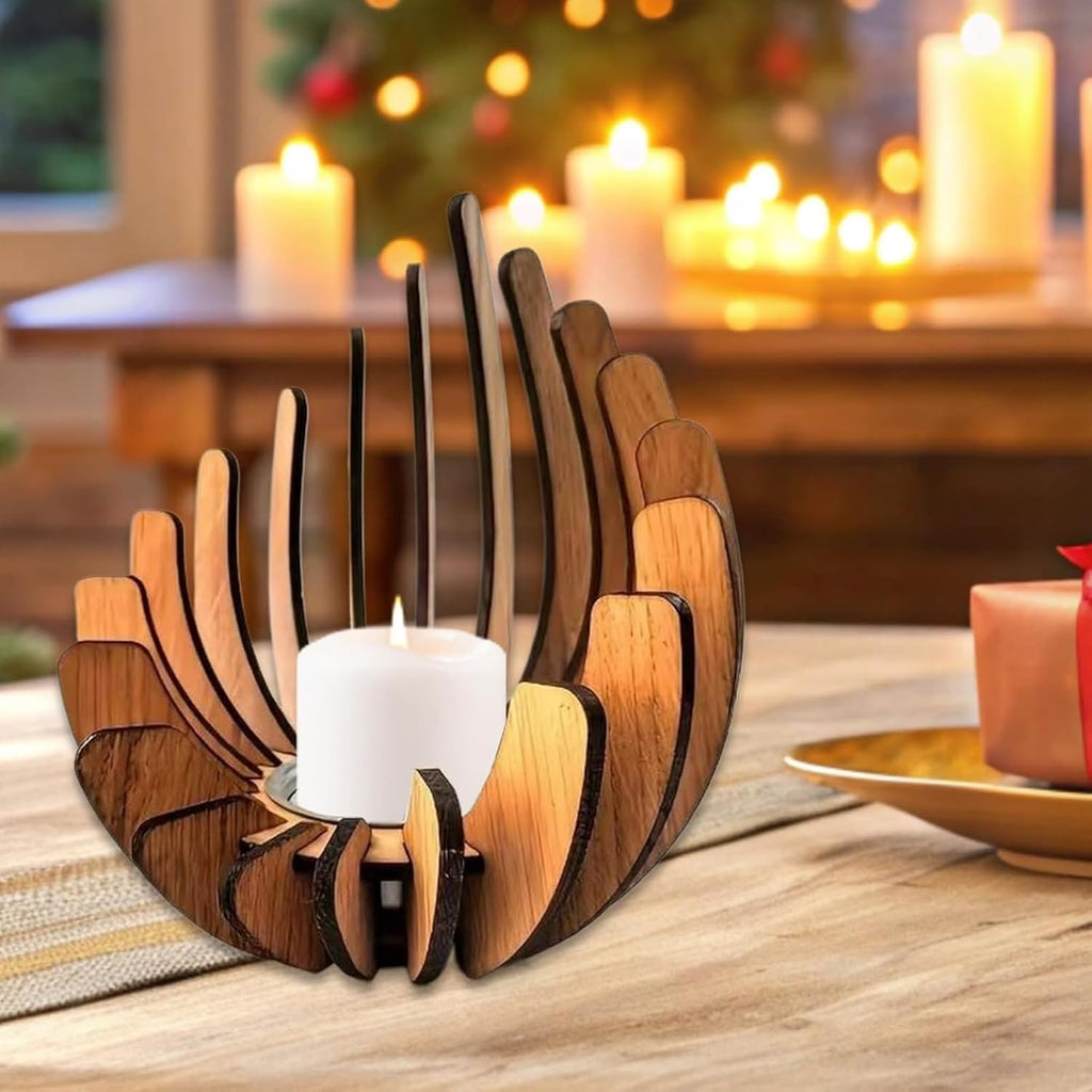 Lotus Shaped Candle Holder - Festive Candle Holder Handmade with Layered Petals and Central Tunnel Design, Classic and Elegant Home Décor, Festive Vibe, Christmas Decorations