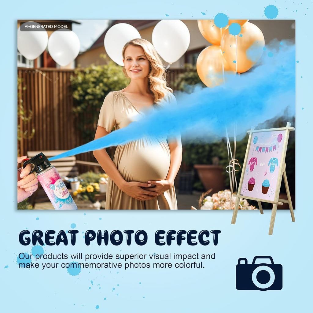 POPUPARTY 2 Pack Blue Gender Reveal Fire Extinguishers with 4 Pack Blue Confetti Cannons for Baby Boy Gender Reveal Party