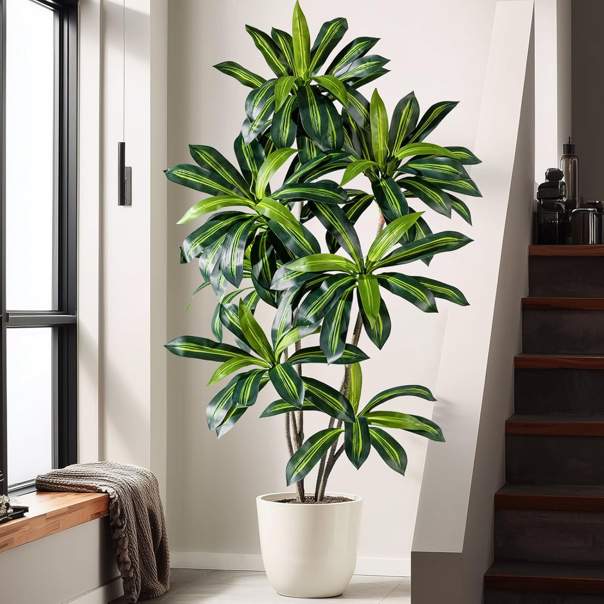 Erimda 6FT Artificial Dracaena Plant Dracaena Fragrans Artificial Tree, Reali...
