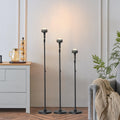 3Pcs Matte Black Floor Candle Holders Centerpieces for Pillar Candles | Adjustable Height,Halloween Metal Candlestick Set,Wedding Party Home Ceremony Mantel Fireplace Decorations