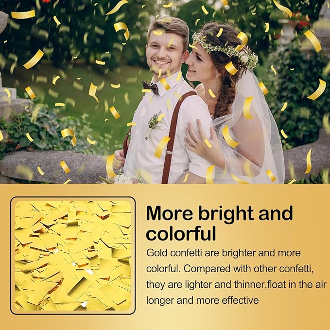 6 Pack Gold Confetti Cannon, Confetti Poppers,12 Inch Party Poppers Shooters for Birthdays, Graduation Celebration,Weddings, New Year's Eve, Christmas and Any Celebrations
