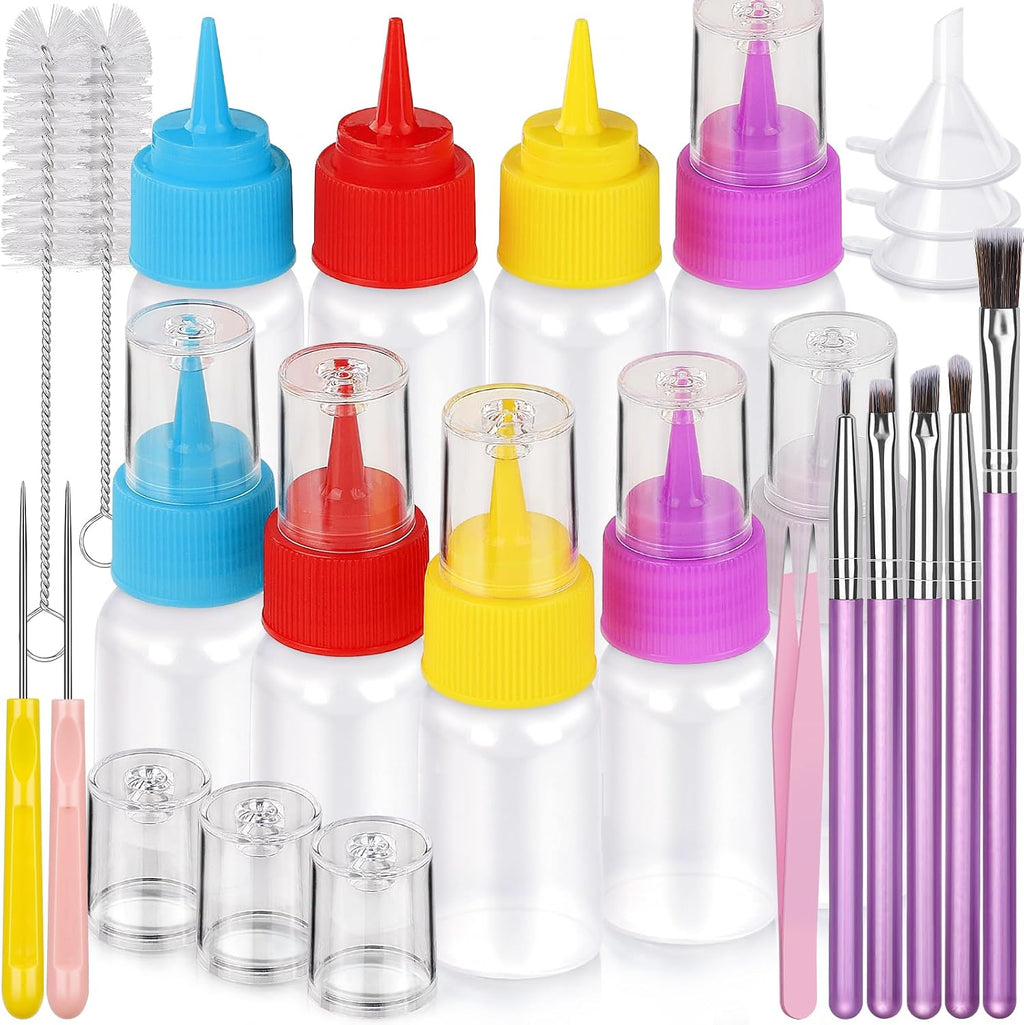 YGDZ Cookie Decorating Kit, Icing Bottle, Squeeze Writer Bottles (1 and 2 Ounce), Brush for Cake Decorating, Cookie Scribe Needle, Food Coloring Tools, Icing Cookie Supplies