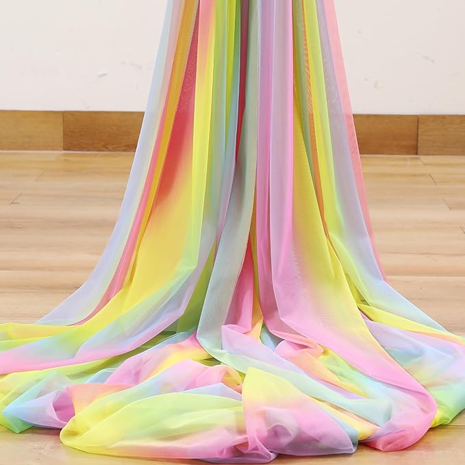Rainbow Tulle Backdrop Curtain for Birthday Party10ft x 8ft Rainbow Sheer Backdrop Curtains for Unicorn Birthday Baby Shower Girls Photo Shoot Decorations 2 Panels 5ft x 8ft