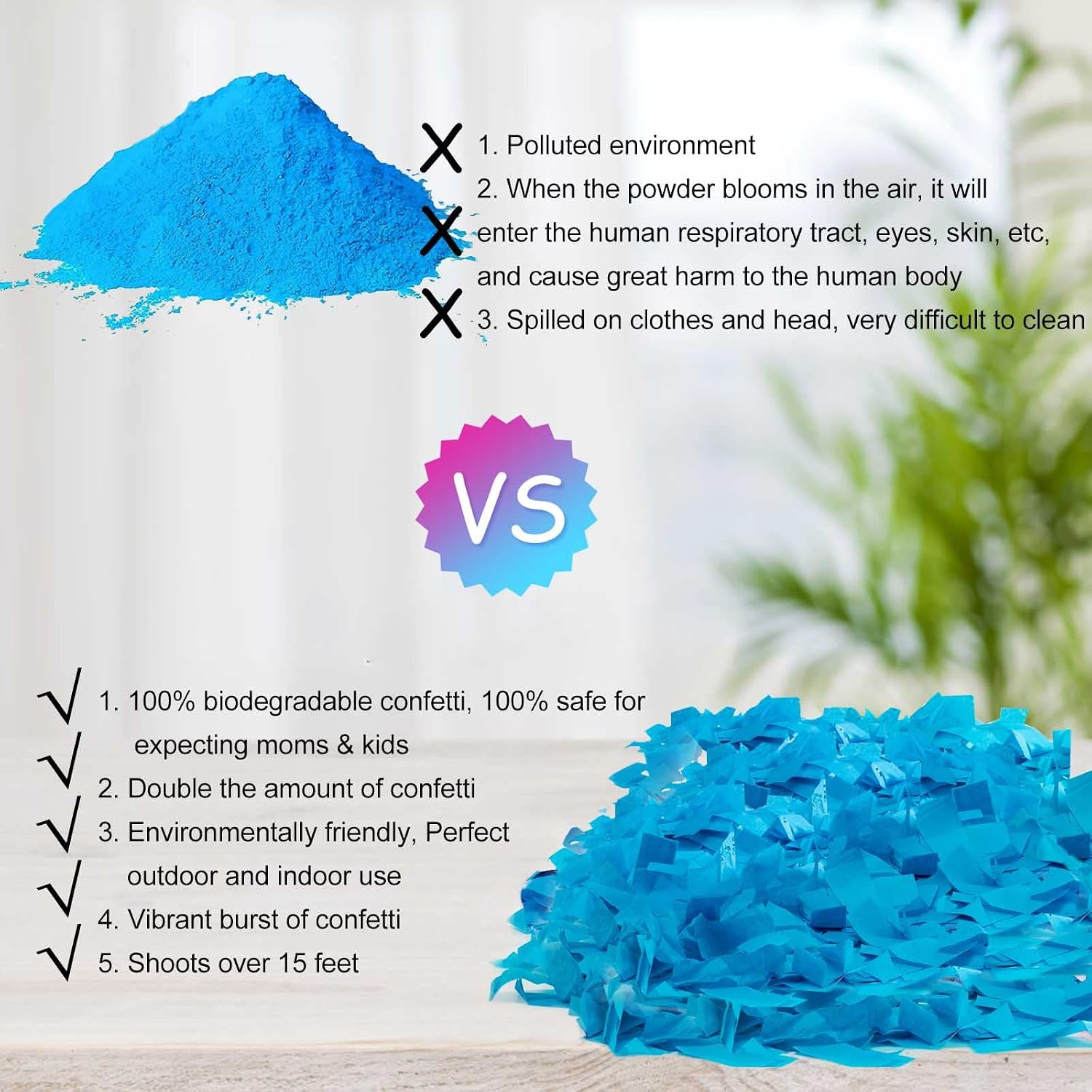 Premium Gender Reveal Confetti Cannon, Set of 4 Mixed (2 Blue 2 Pink) Gender Reveal Confetti Cannon Popper, for Gender Reveal Decorations and Baby Gender Reveal Party Supplies, Pink&blue