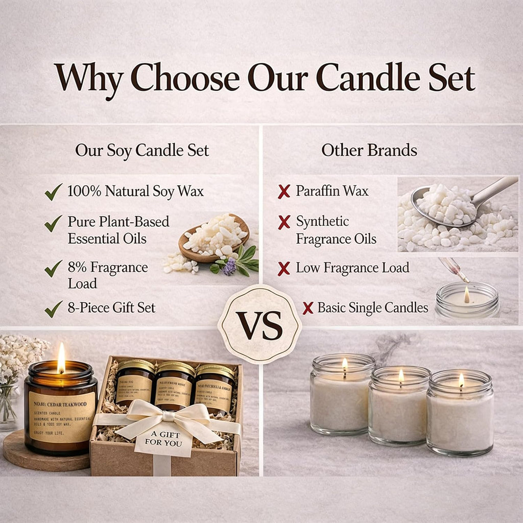 Scented Candles for Home,8 Pack Soy Wax Candle Set,Scented Candles Gift Set,Aromatherapy Candles, Amber Jar Vintage Apothecary Style, 8 Scents Gift Set