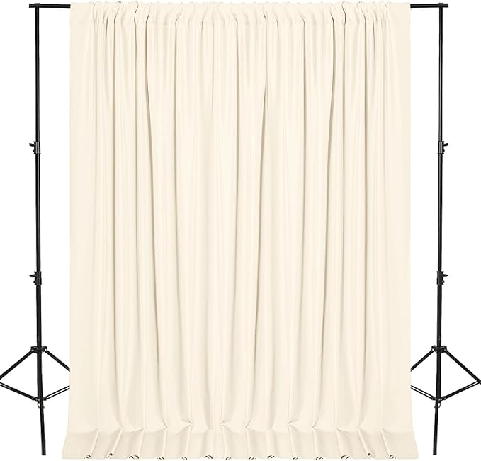 DWCN 10x7 FT Champagne Backdrop Curtains for Parties, Photography Backdrop Drapes with Rod Pockets for Wedding Decorations Stage Birthday Family Gatherings, 2 Panels 5ft x 7ft