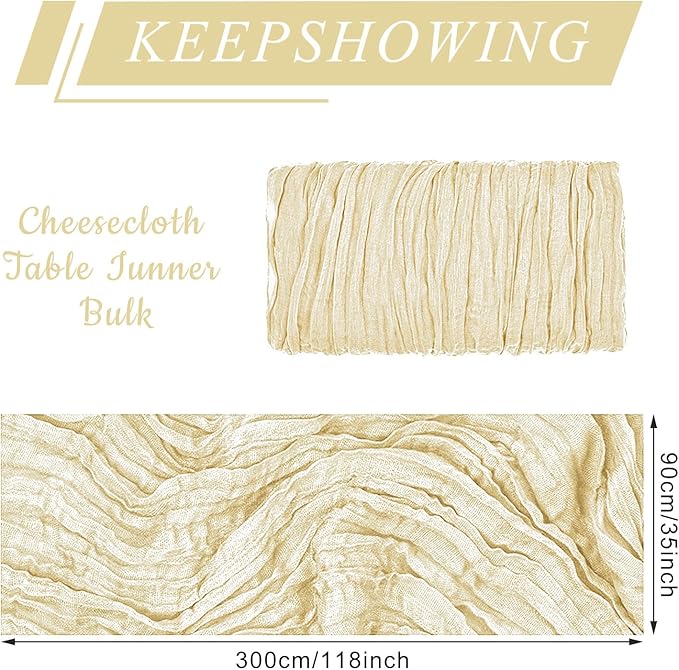 2 Pack Cheesecloth Table Runner 10Ft Christmas Gauze Boho Table Runners for Wedding Decor Bridal Shower Decorations Baby Shower Party(35" x 120")