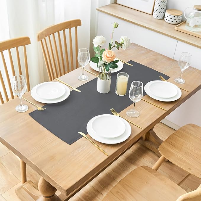 2 Pack Grey Small Short Table Runner 12 x 36 Inch Solid Color Runners Coffee Table Dresser for Daily Party Home Decoration