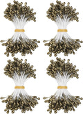600-Pack Flower Stamens for Crafts, 5mm Double Heads Artificial Pearl Floral Pistil Mini Flower Pollens Stamens for DIY Making/Wedding/Scrapbook Decoration [Golden Coffee]