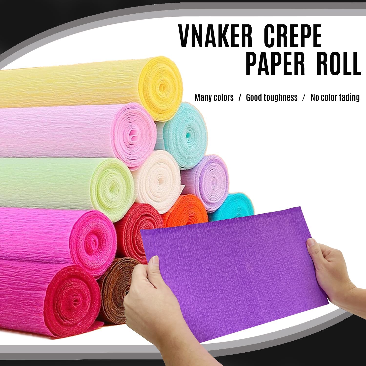 Black Crepe Paper Roll (9.8Inch x 8.2Ft/3Rolls), Crepe Paper Sheet for Flower Making, Papel Crepe for Valentine's Day, Birthday, Wedding, Party Decoration DIY Craft