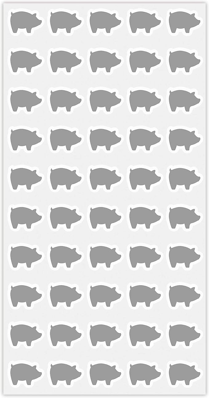 50 Wedding Meal Stickers - Food Identifier & Menu Choice Place Cards for Party Seating - Meal Option Indicator (Silver, Pork)