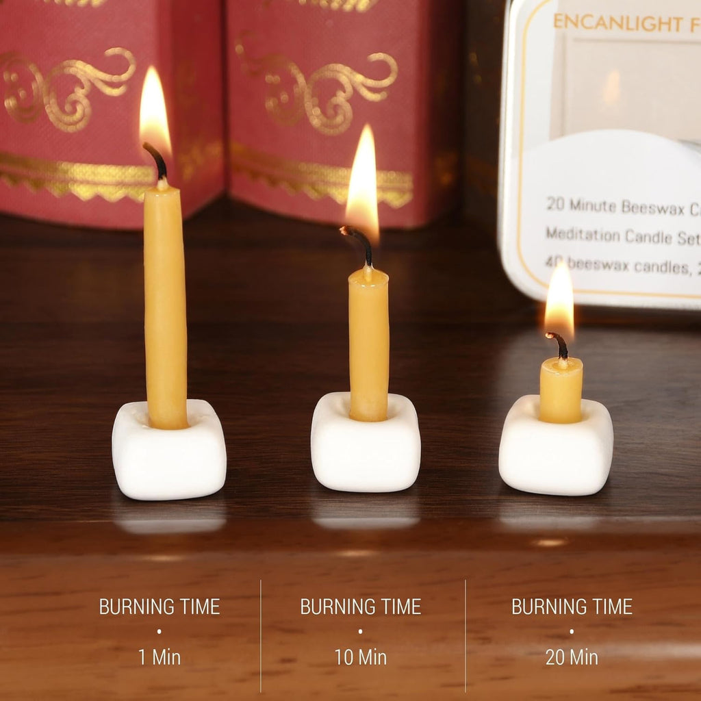 20 Minute Mini Candles Set,2.6 Inch Small Bees Wax Taper Meditation Candles 40Pcs,Candles Smokeless,Dripless for Home,Womens Gifts Yogas-Yellow
