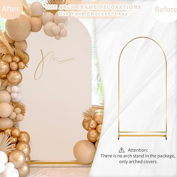 SoarDream Arch Backdrop Cover Beige Spandex Fitted 5FT Wedding Arch Covers Balloon Round Top Chiara Arch Backdrop Fabric for Bridal Shower Wedding Birthday Party Stage Decoations