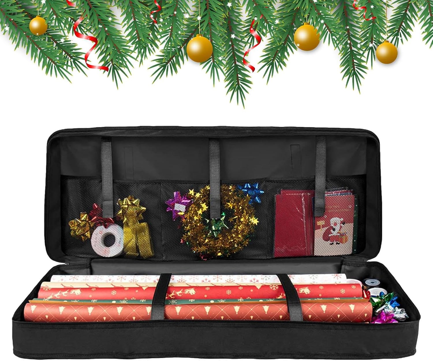 Wrapping Paper Organizer - Under Bed Storage For Bows - Christmas Organizer For Home Birthday Decoration Tapes Adhesive Tapes