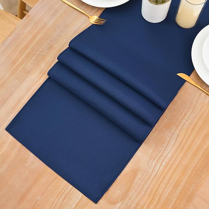 2 Pack Navy Blue Table Runner 12 x 60 Inch Solid Color Farmhouse Runners Coffee Table Dresser for Daily Party Home Decoration